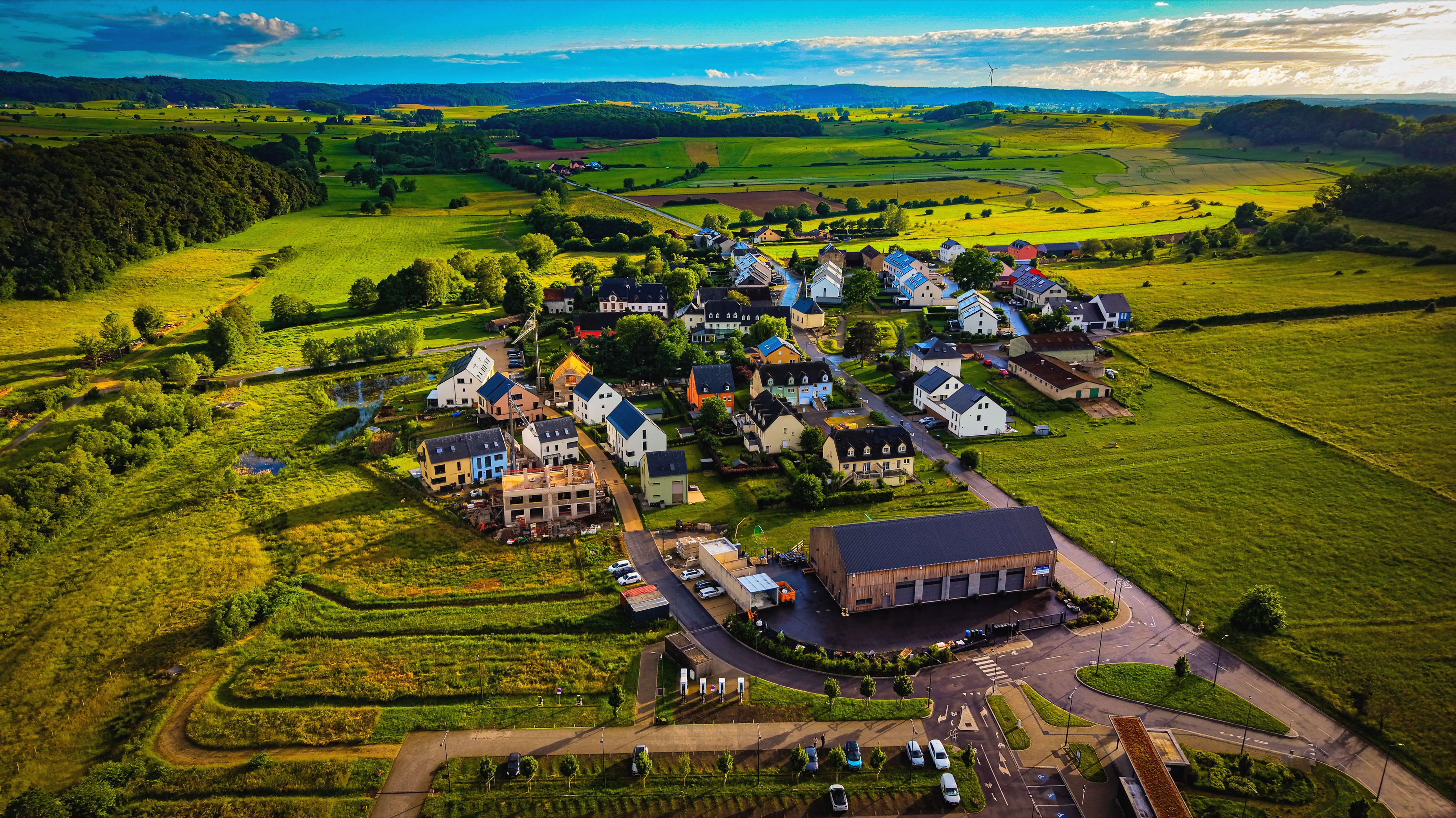Luxembourg village in golden hour fields